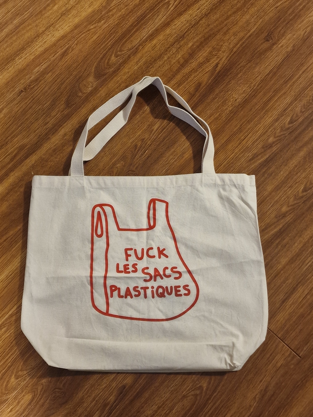 Mimi & August Reusable Cotton Tote in White & Red